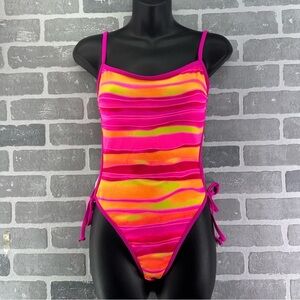 Carabella‎ Collection Women swimsuit Figi Stripe Multicolored Sz 9/10